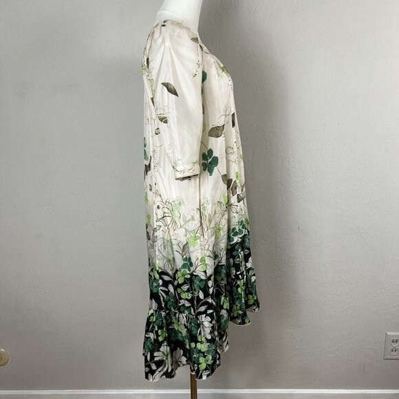 Anthropologie Vanessa Virginia Rainforest 100% Silk Dress Cream Floral Size XSP - Picture 6 of 16